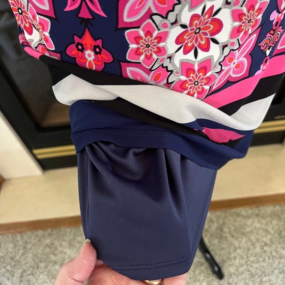 Vince‎ Camuto Pink and Blue Lined Floral Geometric Sheath Dress Size 4 - Picture 8 of 13